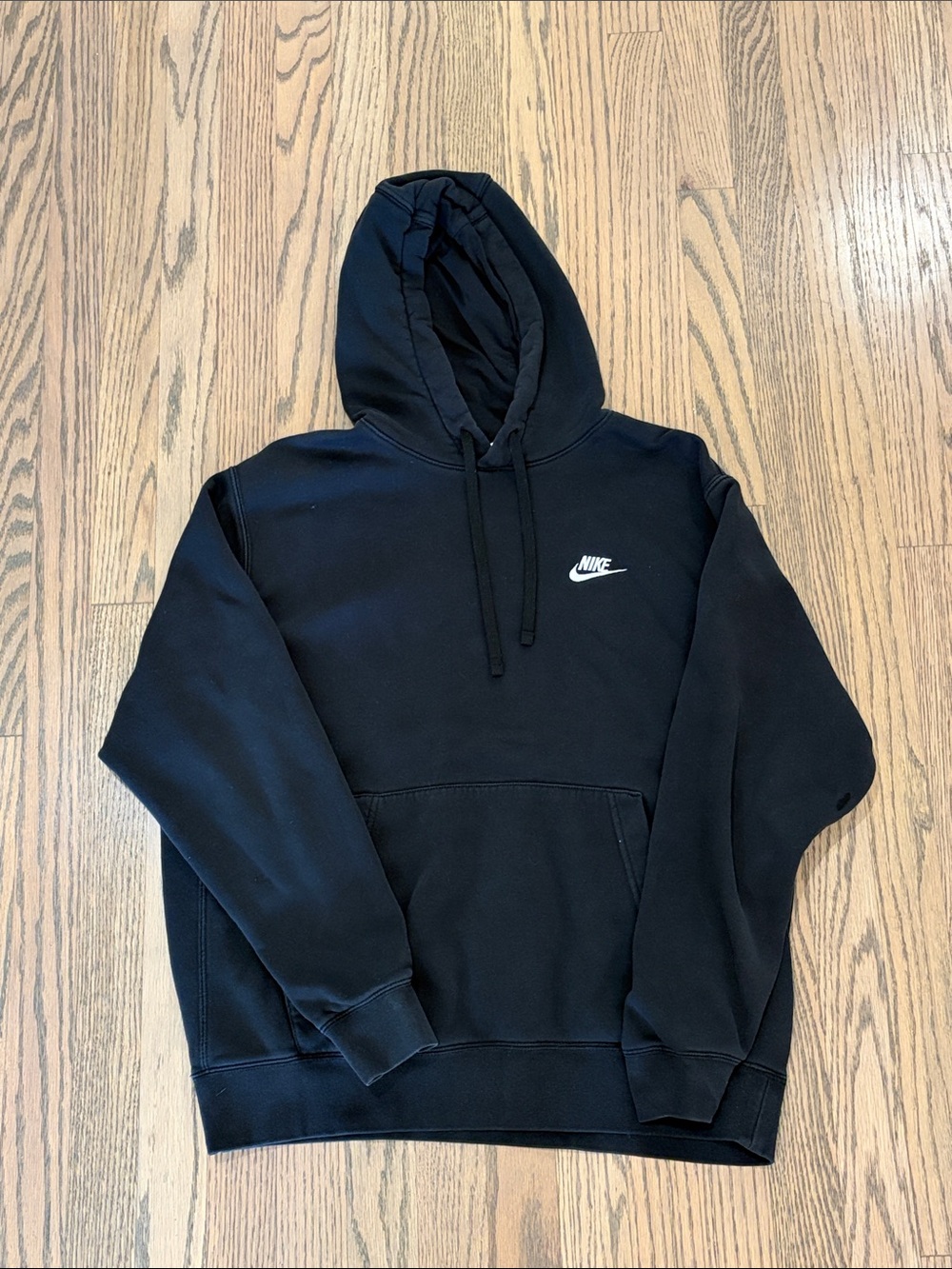 Nike Black Hoodie with White Swoosh - Men's Pullover